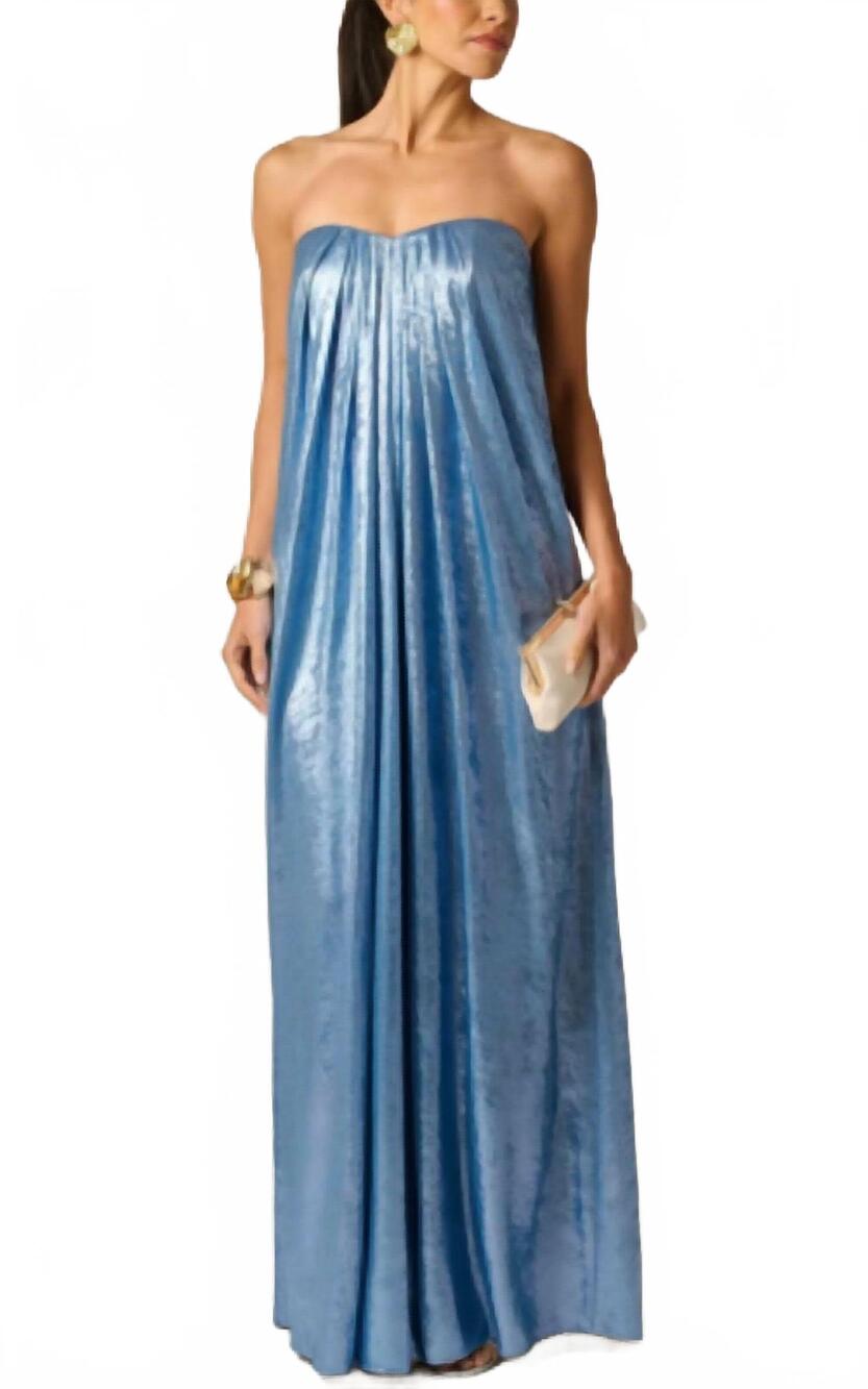 NEW ADRIANNA PAPELL foil chiffon gown in azure blue